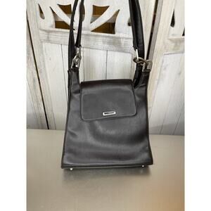 Vintage Guess Brown Faux Leather Shoulder Bag Tote Minimalist G Logo Purse Y2K